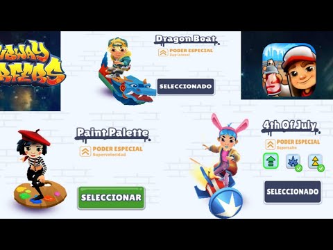 Obtén todos los personajes y patinetas de Subway surfers. muy