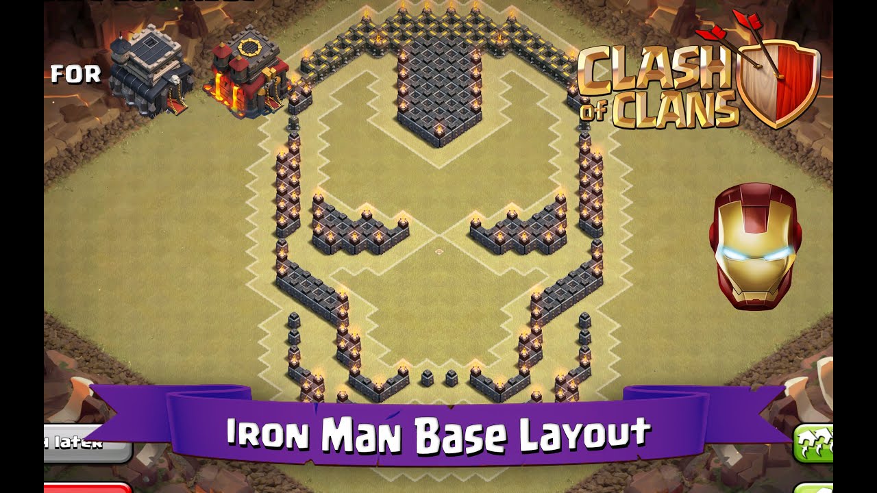 Clash Of Clans: TH9 TH10 Fun Base Layout - Iron Man - YouTube.