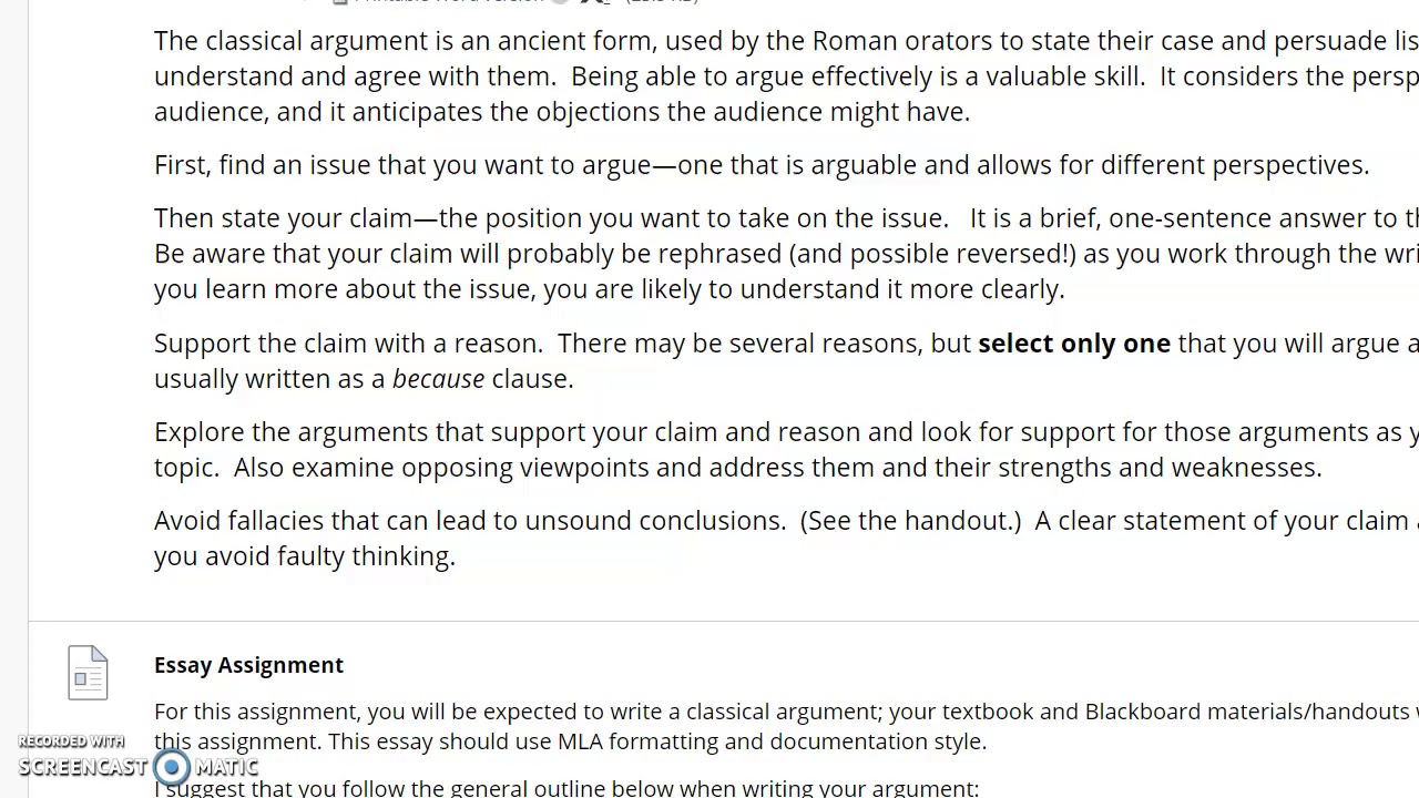 classical argument essay topics