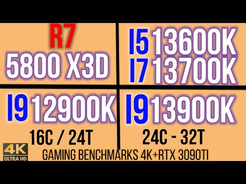 I5 13600K VS I7 13700K VS R7 5800X3D VS  i9 12900K VS i9 13900K 4K GAMING BENCHMARKS + RTX 3090TI