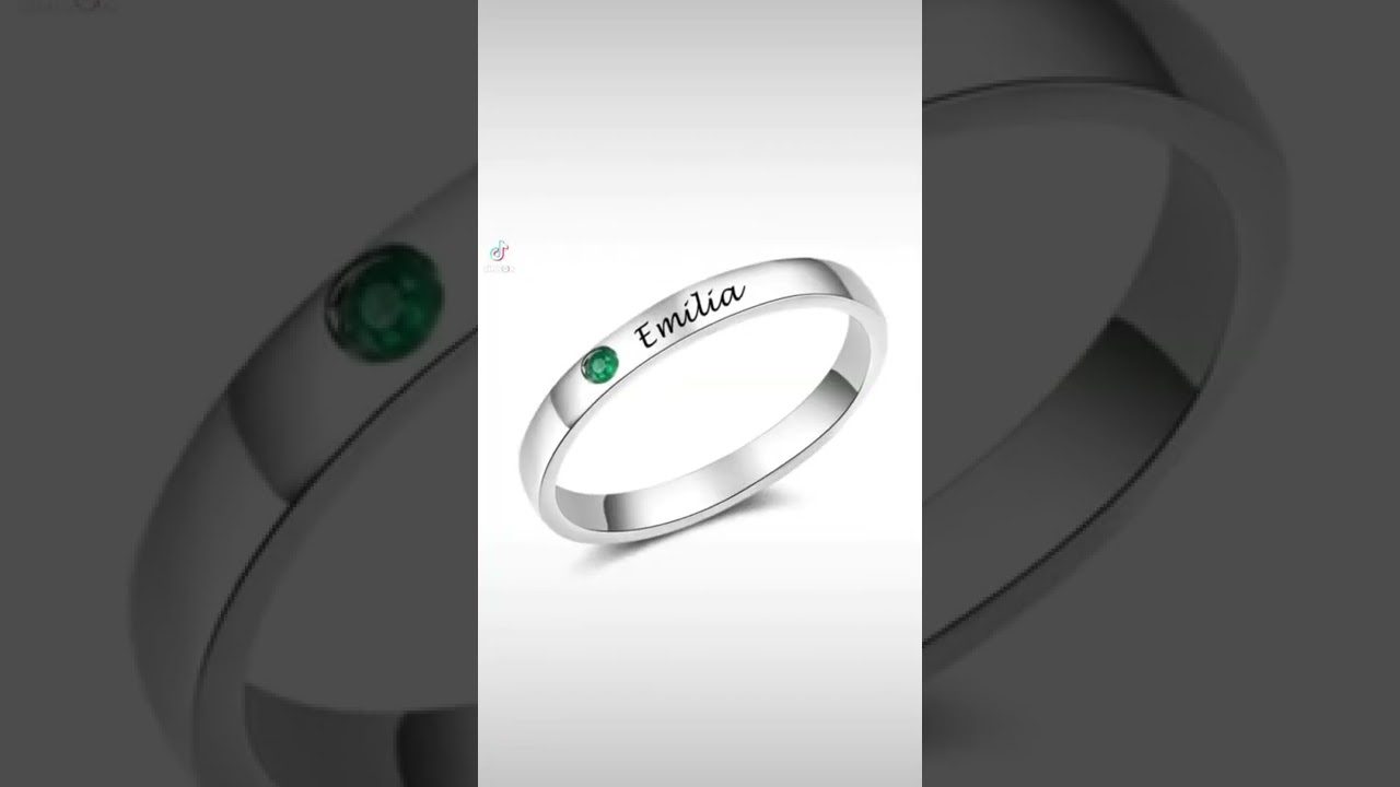 Personalized Simulated Birthstone Rings Custom Engraved Names