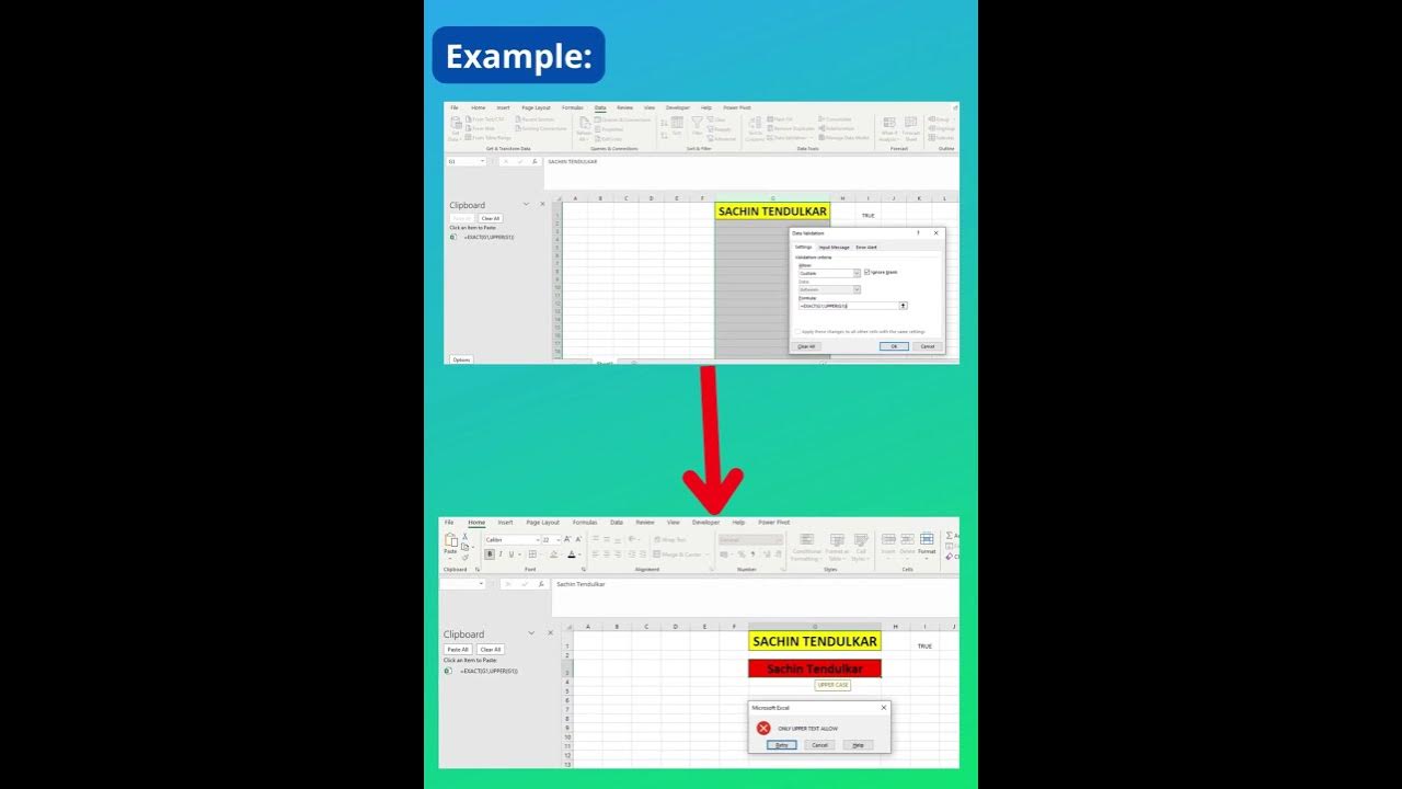 How to type only upper case text in entire coloumn advancedexcel 