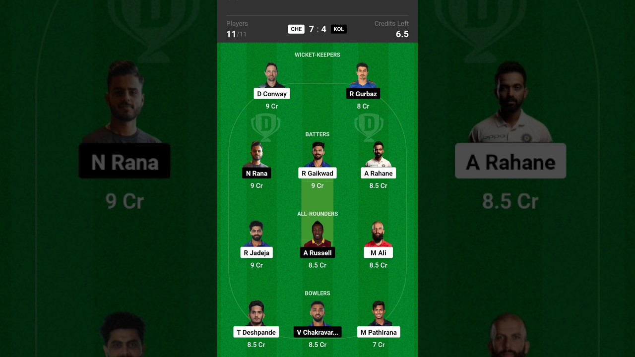 CHE vs KOL dream11 prediction| CHE vs KOL dream11 TEAM| KOL vs CHE dream 11 TEAM che vs KOL match