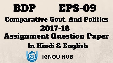 IGNOU BDP EPS-09 Assignment Question Paper 2017 2018 In English & Hindi EPS 09