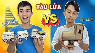 Đồ Chơi Xe Lửa Lắp Ráp Nhà Giàu 200k Vs Tàu Lửa Tự Chế Nhà Nghèo 0đ Có Động Cơ || Linh Nhi screenshot 3