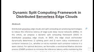 Dynamic Split Computing Framework in Distributed Serverless Edge Clouds
