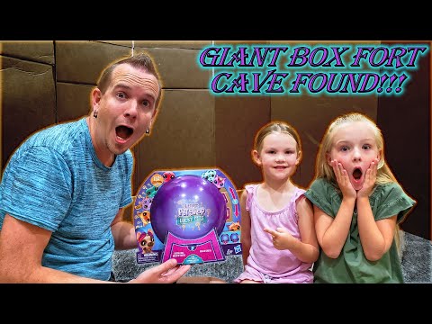 Giant Box Fort Cave Found in Our new House! Abandoned Littlest Pet Shop Lucky Pets Found!!!