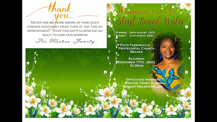 Thanksgiving Service for Sheryl Racquel Weekes Dec...