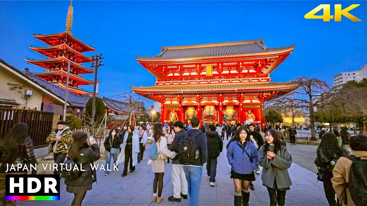 Tokyo Asakusa Evening Walking Tour, Japan | Winter 2026 • 4K HDR