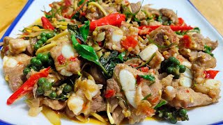 ผัดเผ็ดกระดูกอ่อน (หมู)เมนูบ้านๆง่ายๆกับข้าวได้กับแกล้มเด็ด สไตล์ | ครัวบ้านๆ Channel