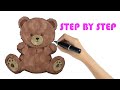 How to draw a cute teddy bear EASY 🐻 STEP BY STEP DRAWING ✏️