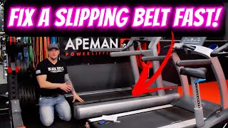 How to adjust and fix a slipping treadmill and lubricate the belt.