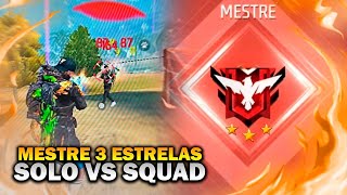 ALCANÇANDO A PATENTE MESTRE 3 JOGANDO SOLO VS SQUAD - FREE FIRE