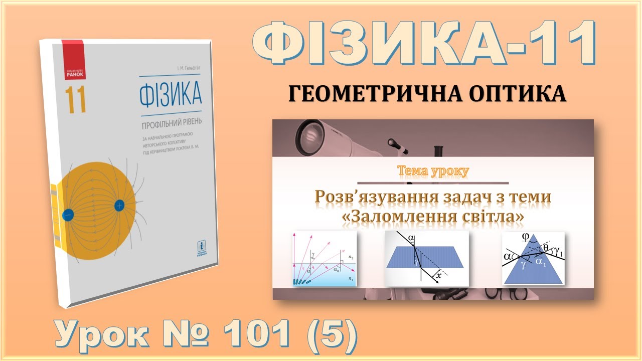 ФІЗИКА-11 | Урок 101 (5) | Розв’язування задач з теми «Заломлення світла»