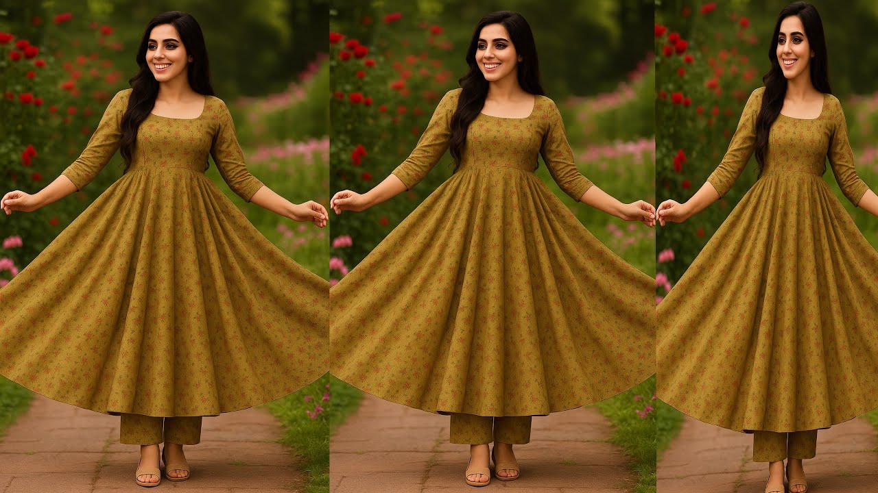 ব্রা সিস্টেম ১২ কলি গোল গাউন জামা কাটিং ও সেলাই 🤩 new design kurti cutting and stitching