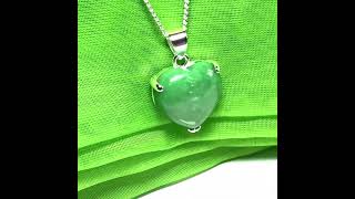 A really gorgeous real green jade necklace heart shaped sterling silver