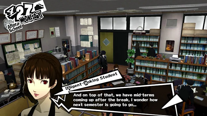 Persona 5 - 4/27 Wednesday Shujin Academy: Exploring The School's Library (Talk To Students) PS4 Pro