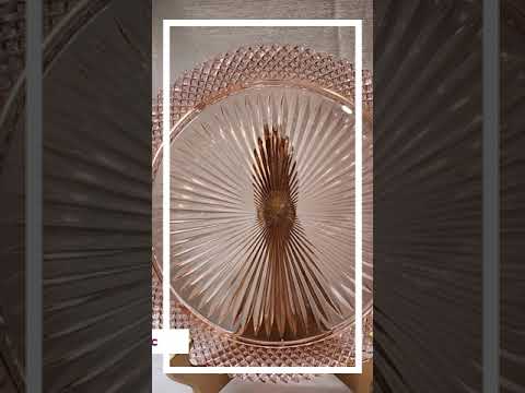 Vintage MISS AMERICA Pink Depression Glass 3 Footed Cake Pie Cupcake Plate Stand