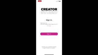 Creator Studio Mobile App: Install and Sign In screenshot 1