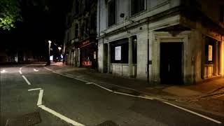 Eerily quiet Wind Street on a Saturday night during Covid-19 in Swansea, Wales, UK