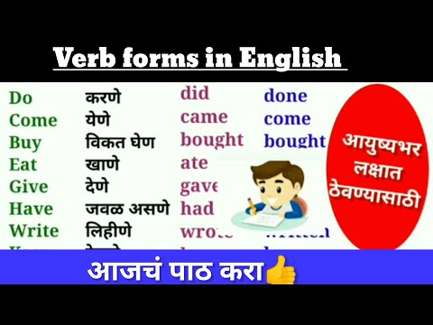 Verb forms in English|English words with marathi meaning|क्रियापद in marathi