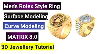 Men's Rolex Style Ring | Surface Modeling | Curve Modeling | MATRIX 8. jewellery design course