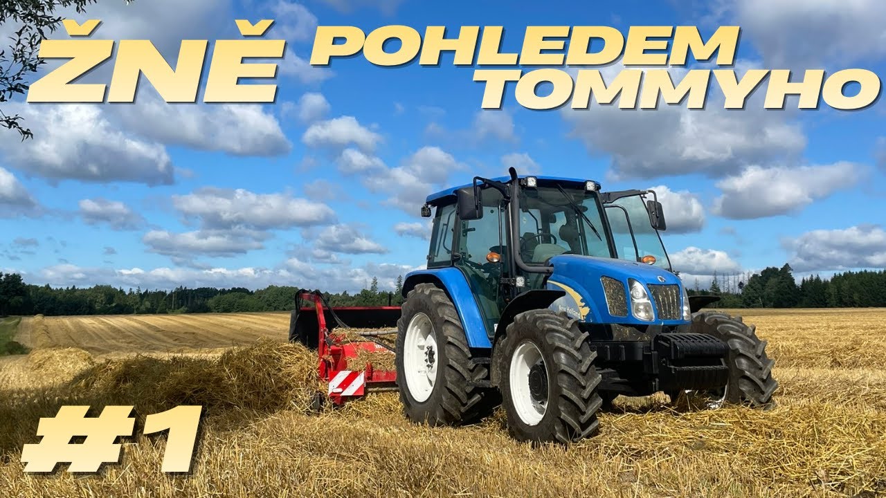 Žně pohledem Tommyho #1 Moje začátky na kombajnu a obracení slámy s New Holland T5060 I