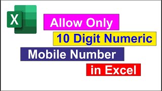 Allow Only 10 Digit Numeric Mobile Number In Excel