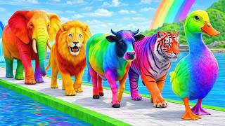 Long Slide Game With Cow Elephant Gorilla Hippopotamus Tiger 3d Animal Game Funny 3d Animals screenshot 1