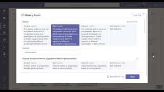 Rubrics and Assignments within MS Teams