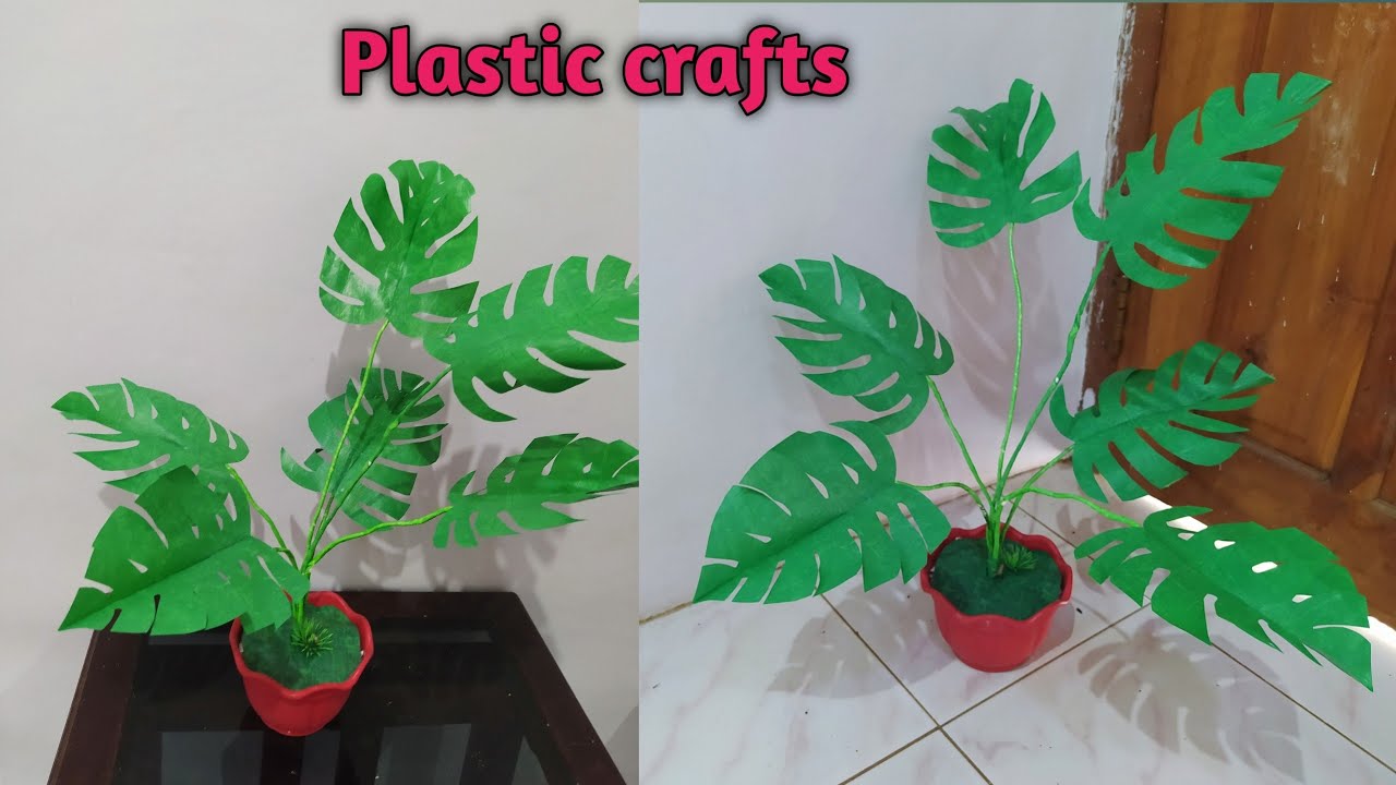 Cara membuat kerajinan dari kantong plastik  tanaman hias 
