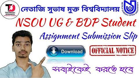 NSOU BDP & UG Assignment Submission Slip Download Related Official Notice