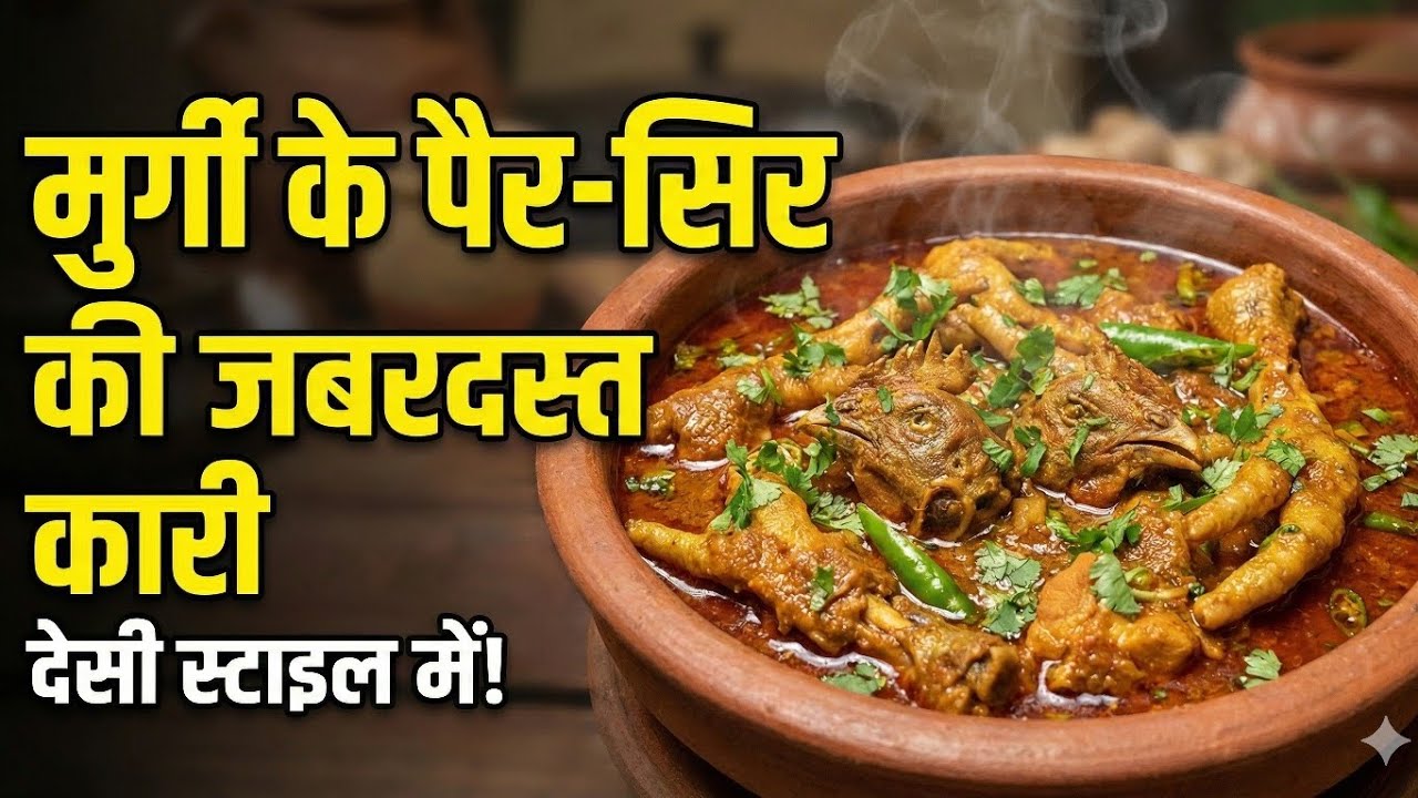 गांव के तरीके से बनी मुर्गी के पैर और सिर की जबरदस्त सब्जी | Desi Chicken Feet & Head Curry