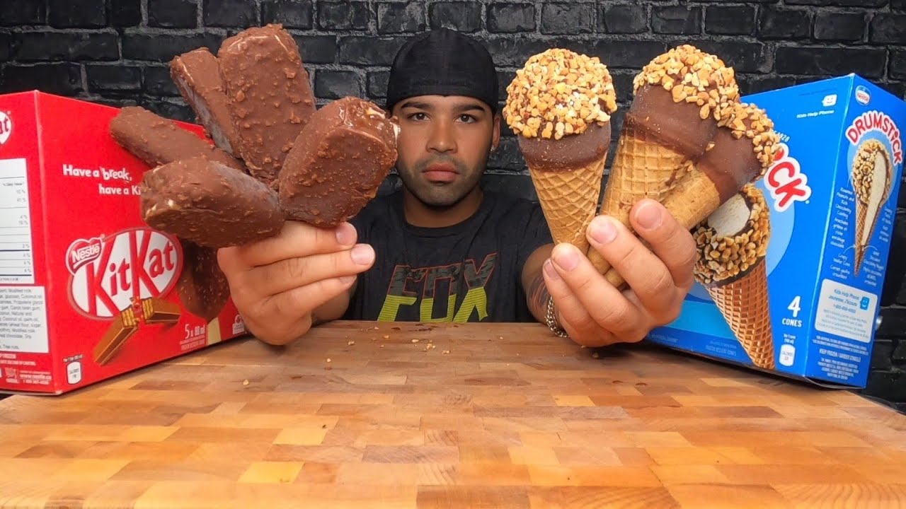 (ASMR) МОРОЖЕНОЕ KIT KAT В БАНКАХ И РОЖКИ С МОРОЖЕНЫМ DRUMSTICK MUKBANG