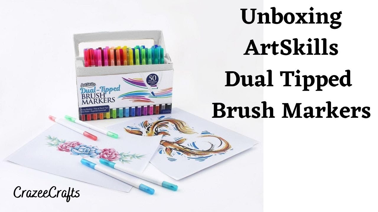 Proberen logica Cater DIY Unboxing of my new brand Artskills Dual tipped brush markers| Unboxing  | Art| CrazeeCrafts - YouTube