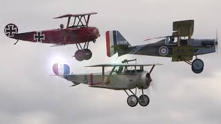 World War 1 fighter planes-Nieuport 17, SE5A and Fokker DR1- Duxford 'The Americans' Flying Day 2023