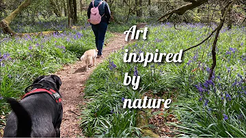 #4thArtSaturday beginners ink  stamp carving inspired by the bluebell woods walk with Freddie dog