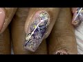 How to: Amethyst Opalescent Marble French Nails with Gold Accents and Swarovski Crystals