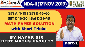 NDA 2 2019 Maths Solutions with Tricks | NDA 2 2019 Question Paper Solving | UPSC NDA 2 | Part-1