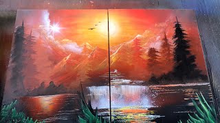 Sunset mountain SPRAY PAINT ART by Spray Art Eden スプレーペイントアートエデン