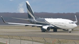 4K | N737CM Boeing 737-700BBJ takeoff at Geneva/GVA/LSGG