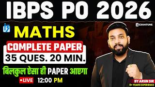 IBPS PO 2026 Preparation: Maths Complete Paper Solve | Live | By Arun Sir