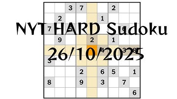 Today 26/10/2025 nyt hard Sudoku walkthrough 👍 Sudoku solve karne ka tarika | New York Times sudoku