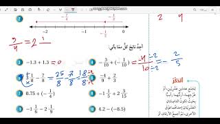 جمع الاعداد النسبية وطرحها سابع (جزء 2) صفحة 25+26 اتدرب كتاب الطالب الفصل الاول