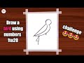 Draw a bird using numbers  challenge  zeeni arts draw simpledrawing us digitalpainting