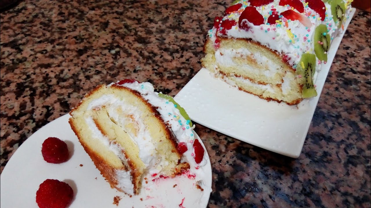 كيك رولي بدون غلوتين أو جلوتين