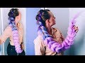 Французская коса с Канекалоном из Резинок. Cotton Candy braid/ Kanakelon braid