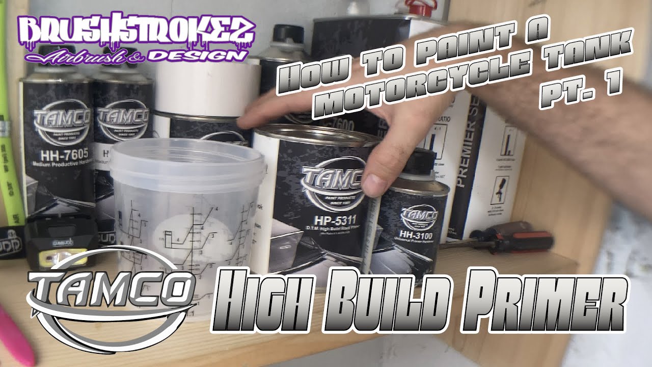 How To Paint a Motorcycle Tank Pt. 1 Tamco High Build Primer HP5311 Black YouTube