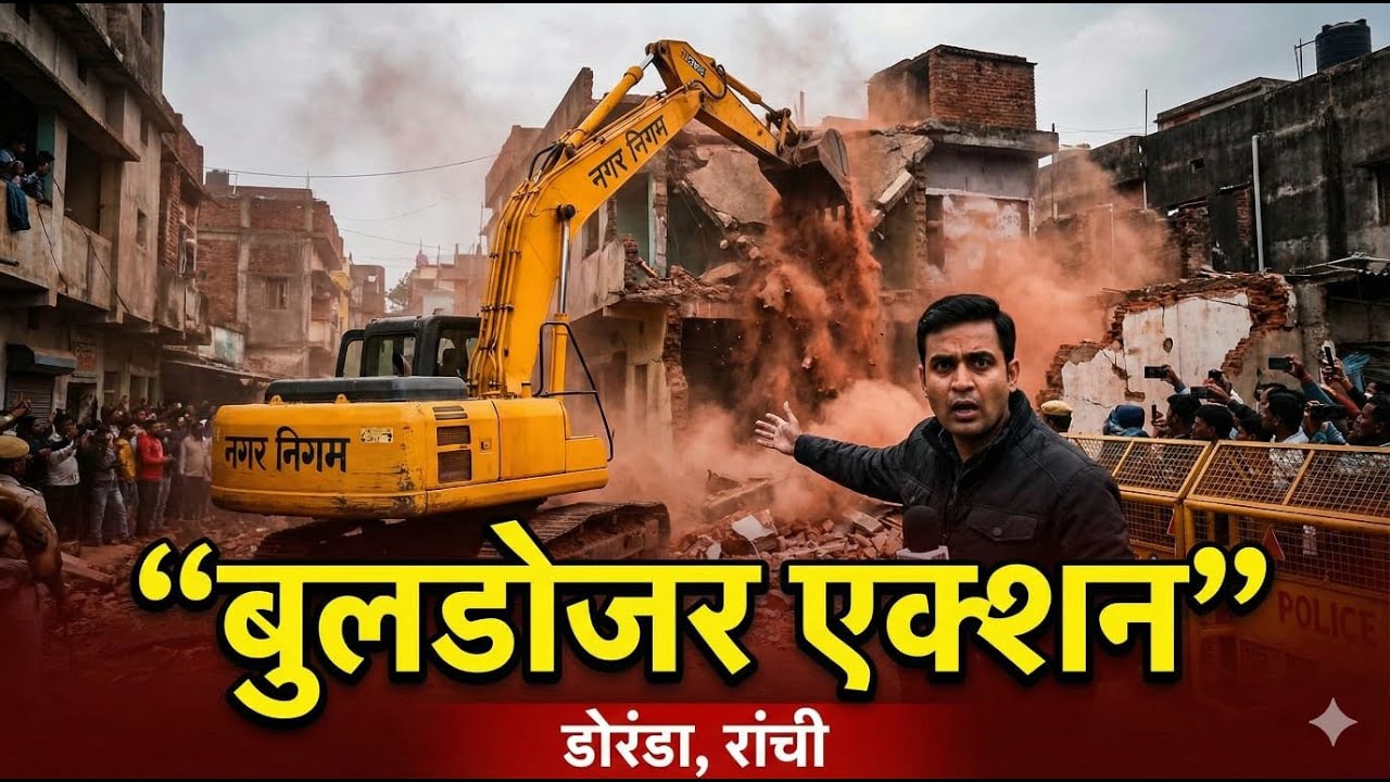 रांची नगर निगम का बुलडोजर एक्शन में | डोरंडा के रिसलदार नगर में बड़ी कार्रवाई