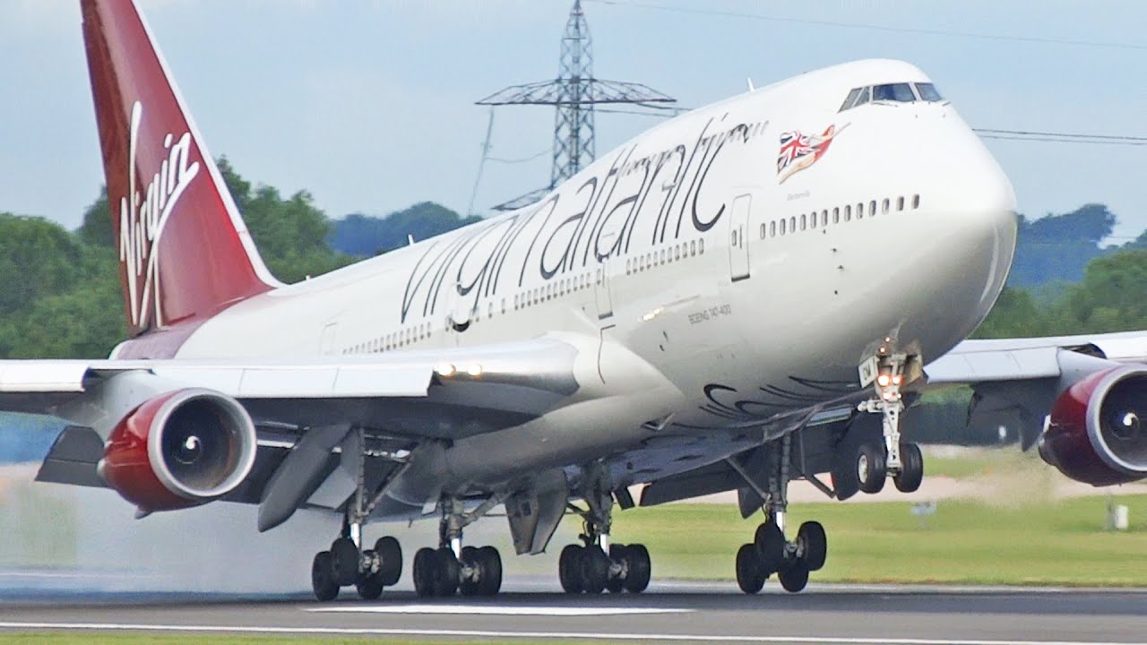 Virgin Atlantic Boeing 747-400's Landing at Manchester Airport 05R